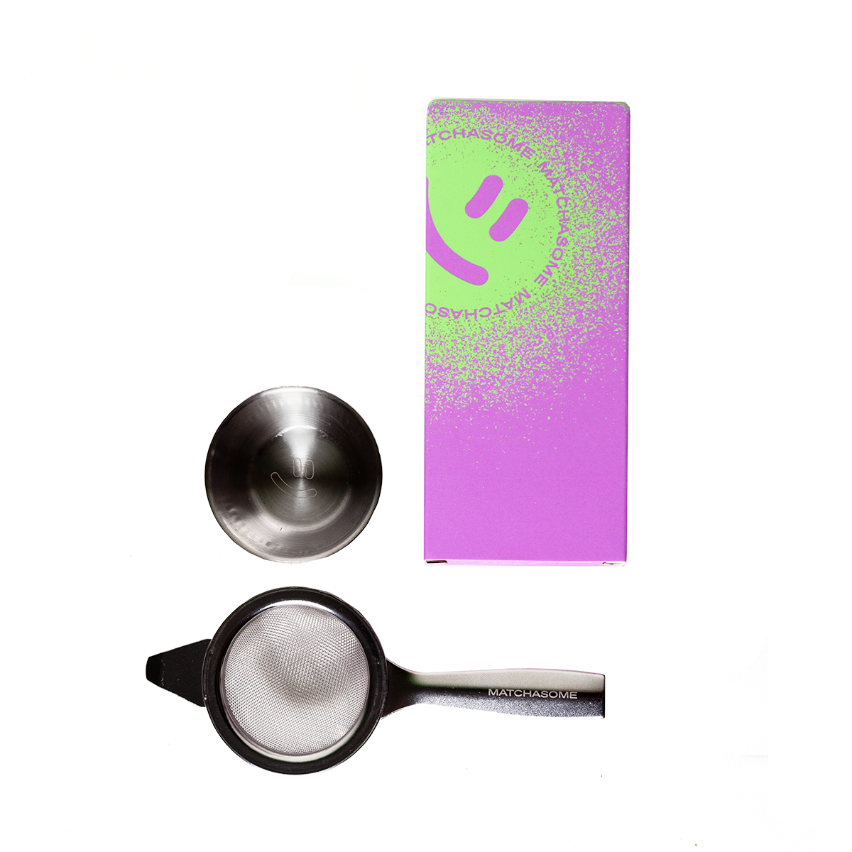 Matchasome stainless steel matcha sifter (sieve) with saucer for a lump-free cup of matcha